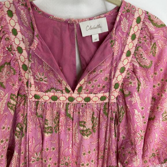 Cleobella Magdelena Wildflower mini dress pink floral XS puff sleeves garden - Picture 4 of 10